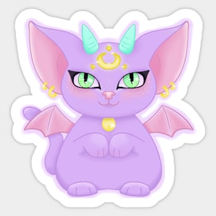 Kawaii Pastel Demon Luna Cat Sticker